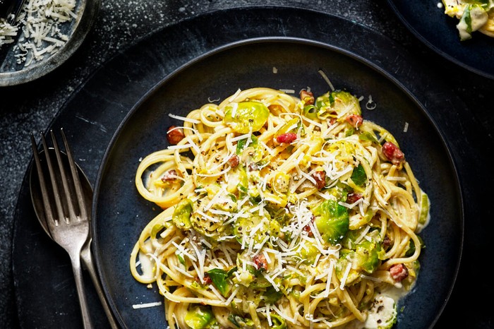 Sprouts Pancetta Creamy Spaghetti Sprouts Pancetta Creamy Spaghetti