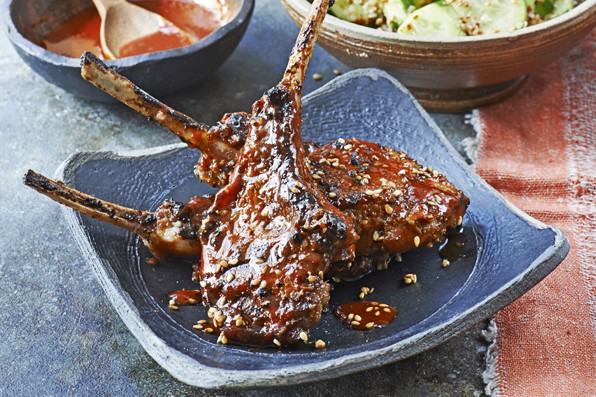Korean-style lamb chops with spicy sesame cucumber salad Korean-style lamb chops with spicy sesame cucumber salad