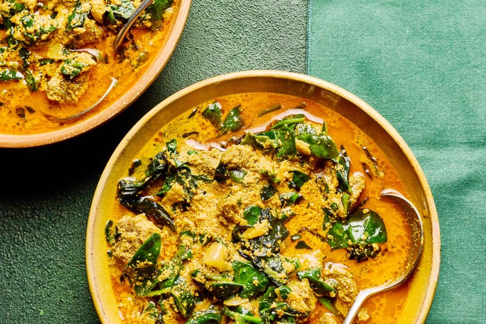 Nigerian egusi soup Two bowls of Nigerian soup