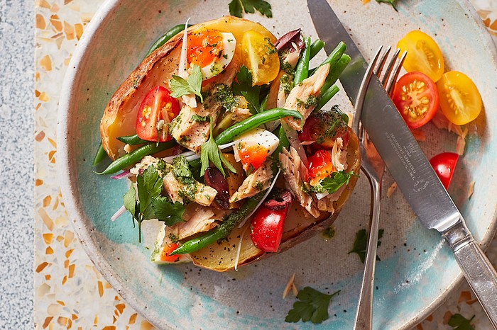 40 Dairy-Free Recipes Healthy Jacket Potato Topped with Tuna, Green Beans and Egg