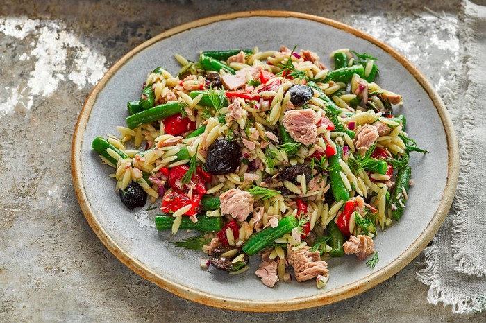 40 Dairy-Free Recipes Orzo, Bean and Tuna Salad on Two Plates