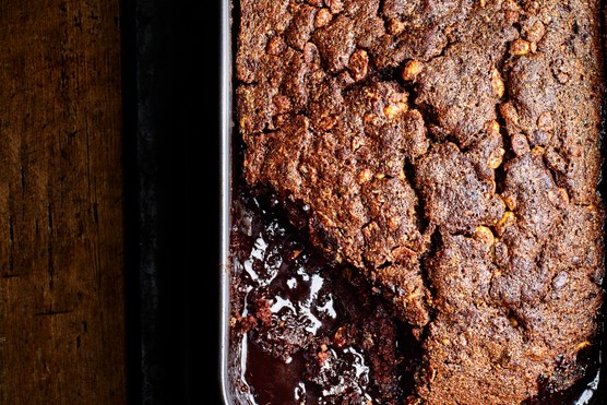 Peanut butter and banana self saucing pudding