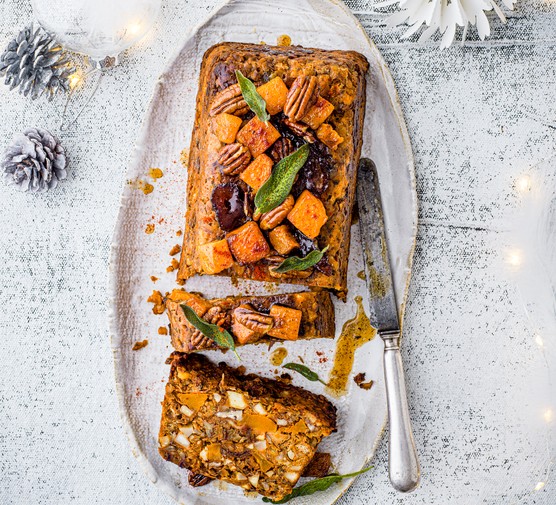 Smoky squash, lentil and date nut roast