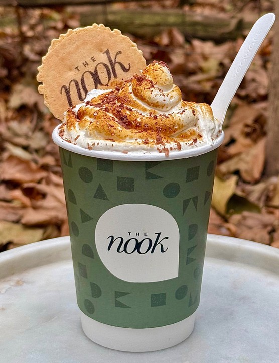 The Nook, Hampstead The Nook's Belgium hot chocolate in a takeaway coffee cup