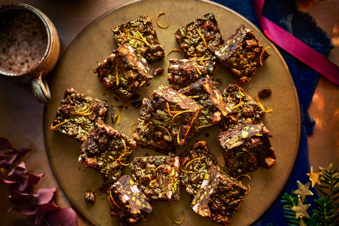 Christmas rocky road A plate of rocky road squares